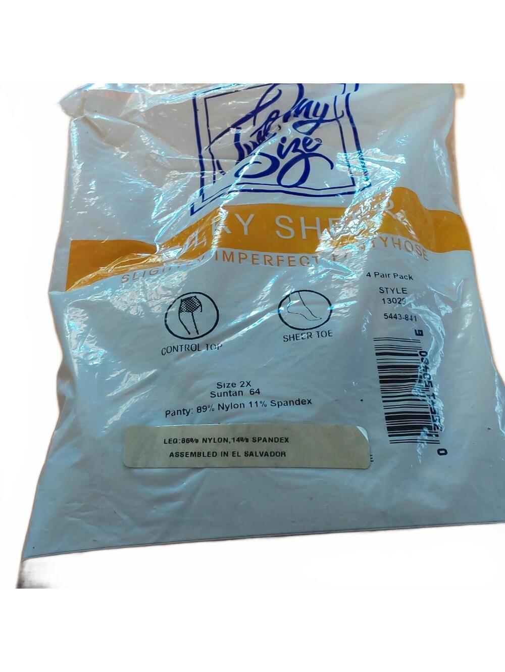 NWT Just My Size 4-pack control top sheer toe panty hose Size 2X Suntan